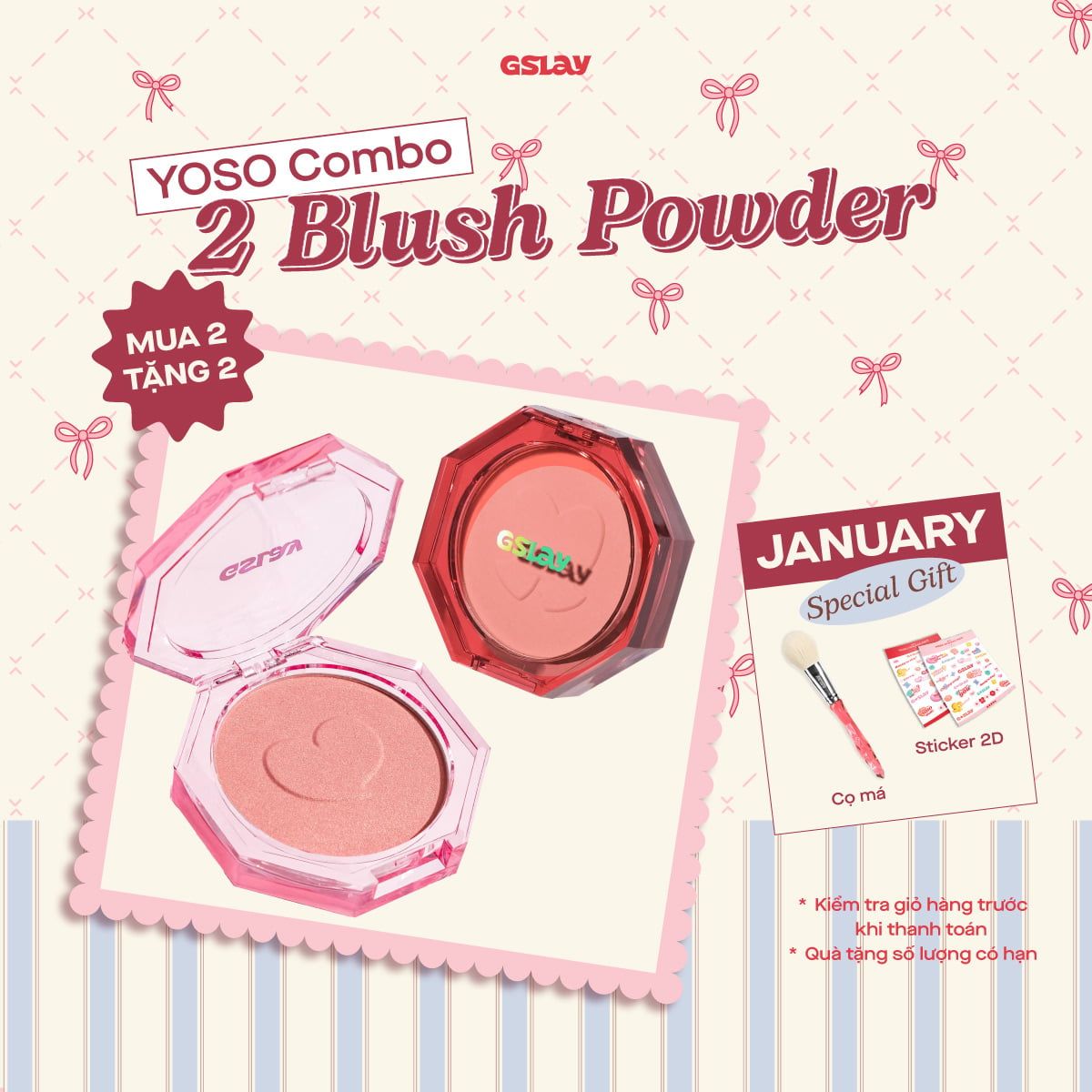 Combo 02 Phấn má hồng thuần chay GSLAY YOSO Blush Powder 