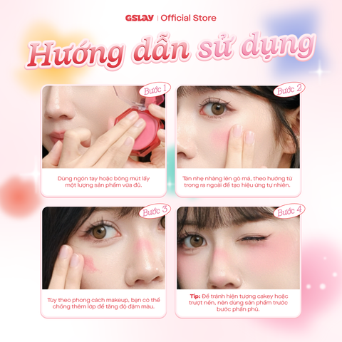  Combo 02 Má Hồng Kem Hoá Phấn GSLAY Sorbet Cheek Blush thuần chay mịn lì và nhũ bắt sáng dễ tán bền màu (5gx2) 