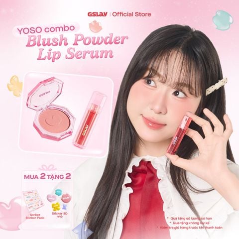  Combo GSLAY YOSO Phấn má hồng & Son dưỡng bóng có màu thuần chay 