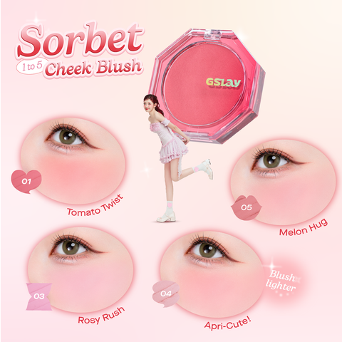  Má hồng kem hoá phấn GSLAY Sorbet Cheek Blush thuần chay mịn lì và nhũ dễ tán bền màu 5gr 