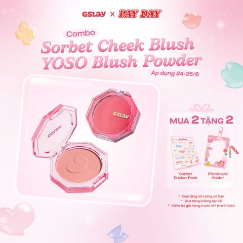  Combo GSLAY SORBET Má hồng kem hoá phấn thuần chay mịn lì (5g) & GSLAY YOSO Phấn má hồng mịn lì lên chuẩn màu (5g) 