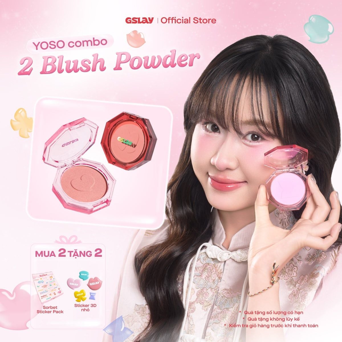  Combo 02 Phấn má hồng thuần chay GSLAY YOSO Blush Powder 
