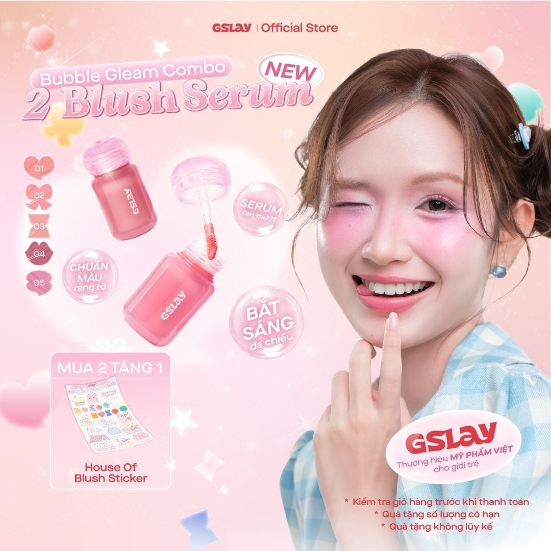  Combo 02 Má hồng Serum căng bóng đa chiều GSLAY Bubble Gleam Blush Serum 