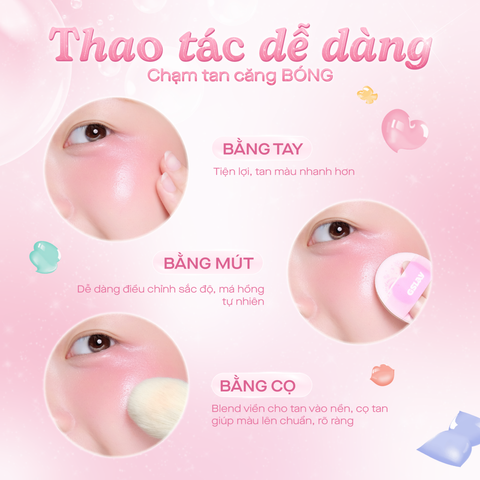  Combo 01 Má hồng Serum căng bóng đa chiều GSLAY Bubble Gleam Blush Serum và 01 Son kem GSLAY Sorbet Lip Cream mịn lì thuần chay che phủ rãnh môi giữ màu lâu trôi 