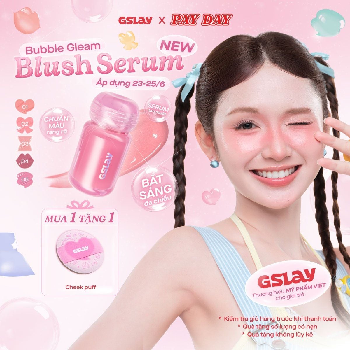  Má hồng Serum căng bóng đa chiều GSLAY Bubble Gleam Blush Serum 