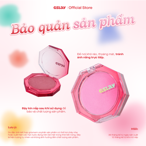  Má hồng kem hoá phấn GSLAY Sorbet Cheek Blush thuần chay mịn lì và nhũ dễ tán bền màu 5gr 