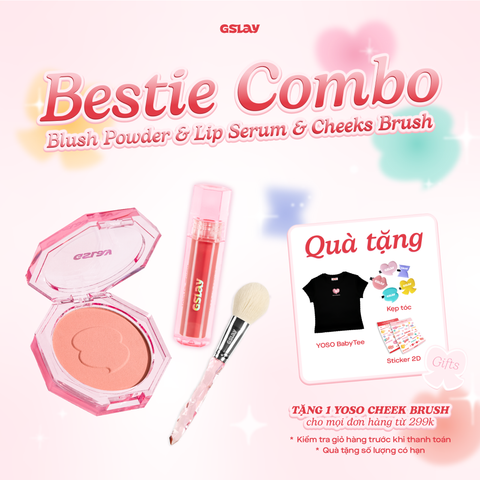  Combo Phấn má hồng GSLAY YOSO Blush Powder & Son dưỡng có màu GSLAY YOSO Lip Serum & Cọ má hồng GSLAY YOSO Cheek Brush 