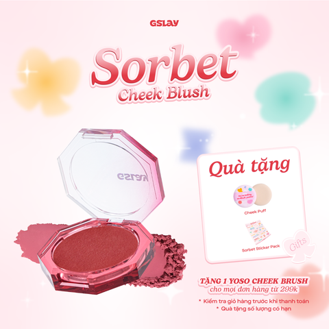  Má hồng kem hoá phấn GSLAY Sorbet Cheek Blush thuần chay mịn lì và nhũ dễ tán bền màu 5gr 