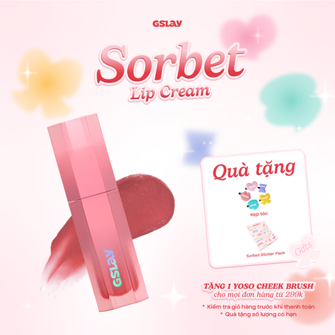  Son kem GSLAY Sorbet Lip Cream mịn lì thuần chay che phủ rãnh môi giữ màu lâu trôi 4gr 