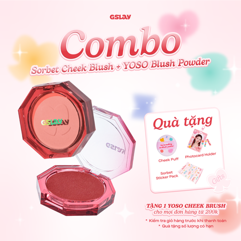  Combo GSLAY SORBET Má hồng kem hoá phấn thuần chay mịn lì (5g) & GSLAY YOSO Phấn má hồng mịn lì lên chuẩn màu (5g) 
