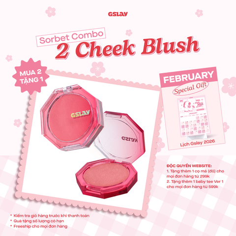  Combo 02 Má Hồng Kem Hoá Phấn GSLAY Sorbet Cheek Blush thuần chay mịn lì và nhũ bắt sáng dễ tán bền màu (5gx2) 