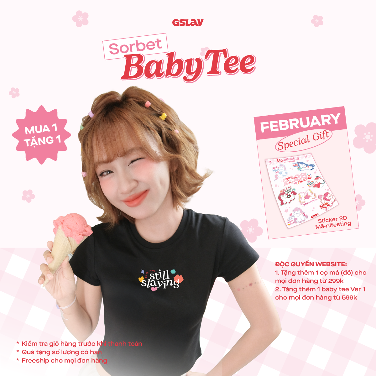  Áo thun ôm body GSLAY SORBET Baby Tee chất thun co giãn thoáng mát 