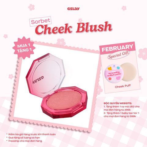  Má hồng kem hoá phấn GSLAY Sorbet Cheek Blush thuần chay mịn lì và nhũ dễ tán bền màu 5gr 