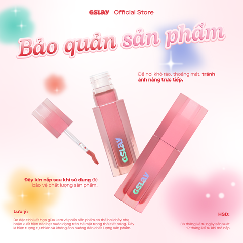  Combo 01 Bảng má hồng bắt sáng 2 ô đa năng GSLAY Glitz Aura Blushlighter Duo phấn má nướng mịn, highlight căng sáng 7,6g và 01 Son kem GSLAY Sorbet Lip Cream mịn lì thuần chay che phủ rãnh môi giữ màu lâu trôi 4gr 
