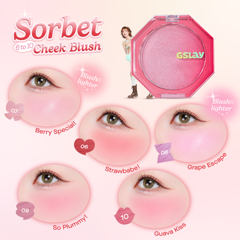  Combo GSLAY SORBET Má hồng kem hoá phấn thuần chay mịn lì (5g) & Son kem mịn mượt mờ lì thuần chay (4g) 