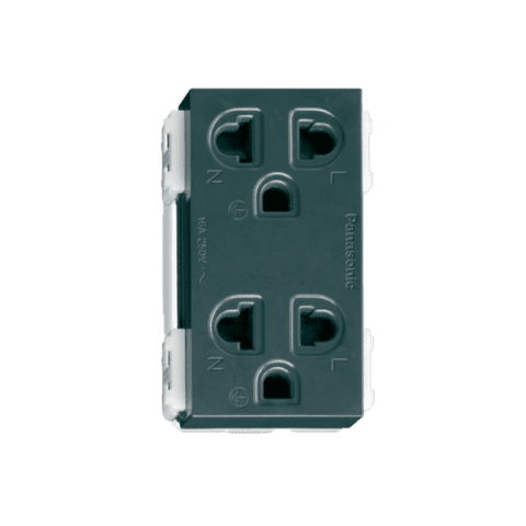 Ổ cắm đôi 3 chấu có màn che – Wide series