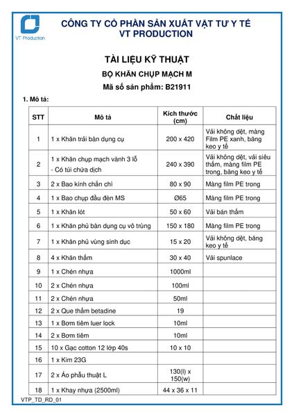  B21911 BỘ KHĂN CHỤP MẠCH M 