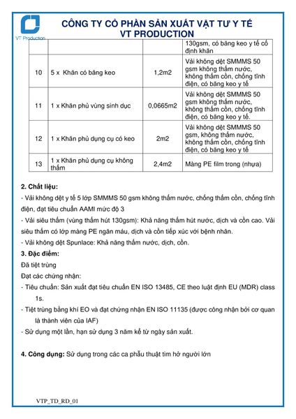  D11602 BỘ TOAN PHẪU THUẬT TIM HỞ NGƯỜI LỚN S 
