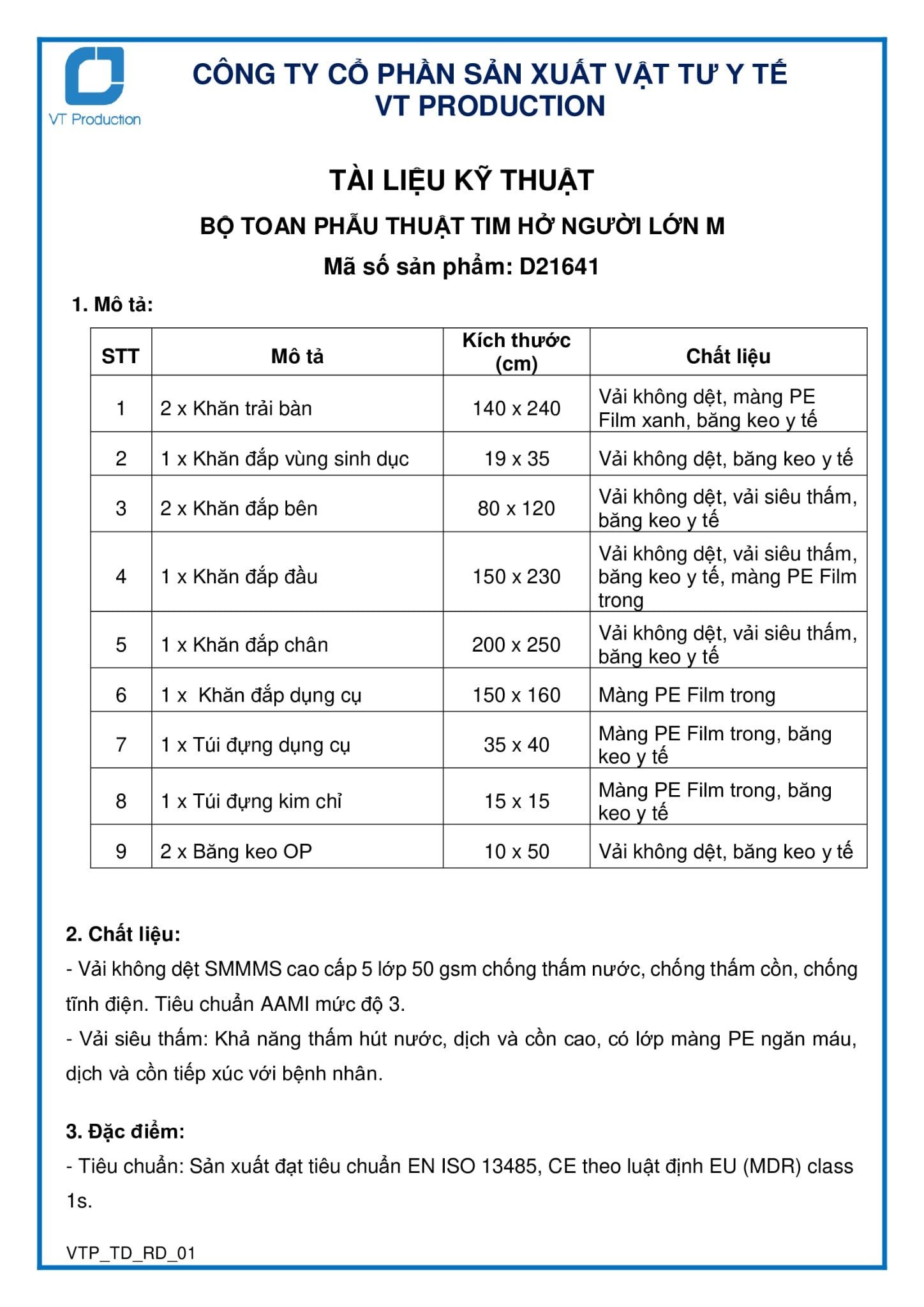  D21641 BỘ TOAN PHẪU THUẬT TIM HỞ NGƯỜI LỚN M 