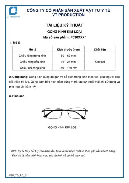  GỌNG KÍNH KIM LOẠI 