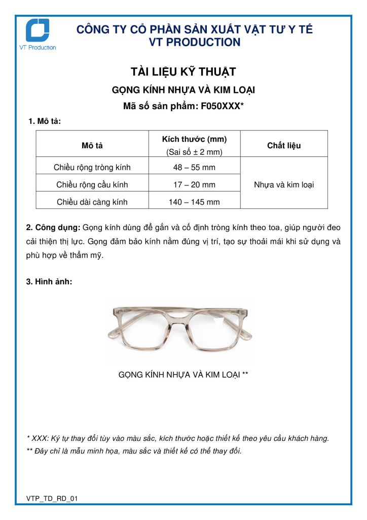  GỌNG KÍNH NHỰA VÀ KIM LOẠI 