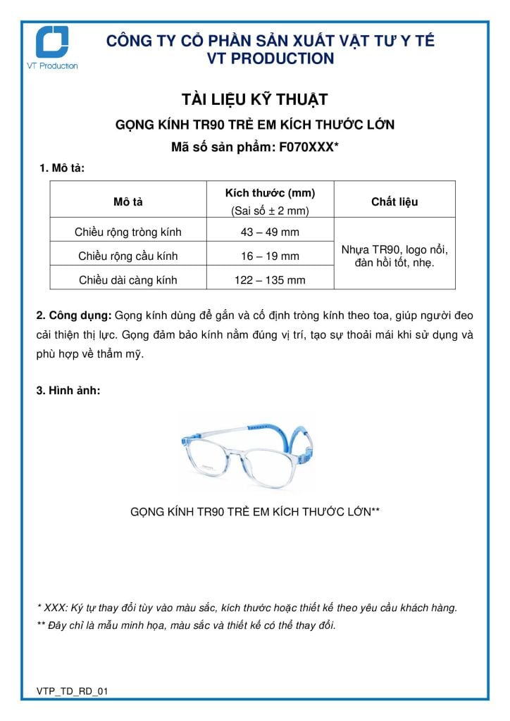  GỌNG KÍNH TR90 TRẺ EM KÍCH THƯỚC LỚN 