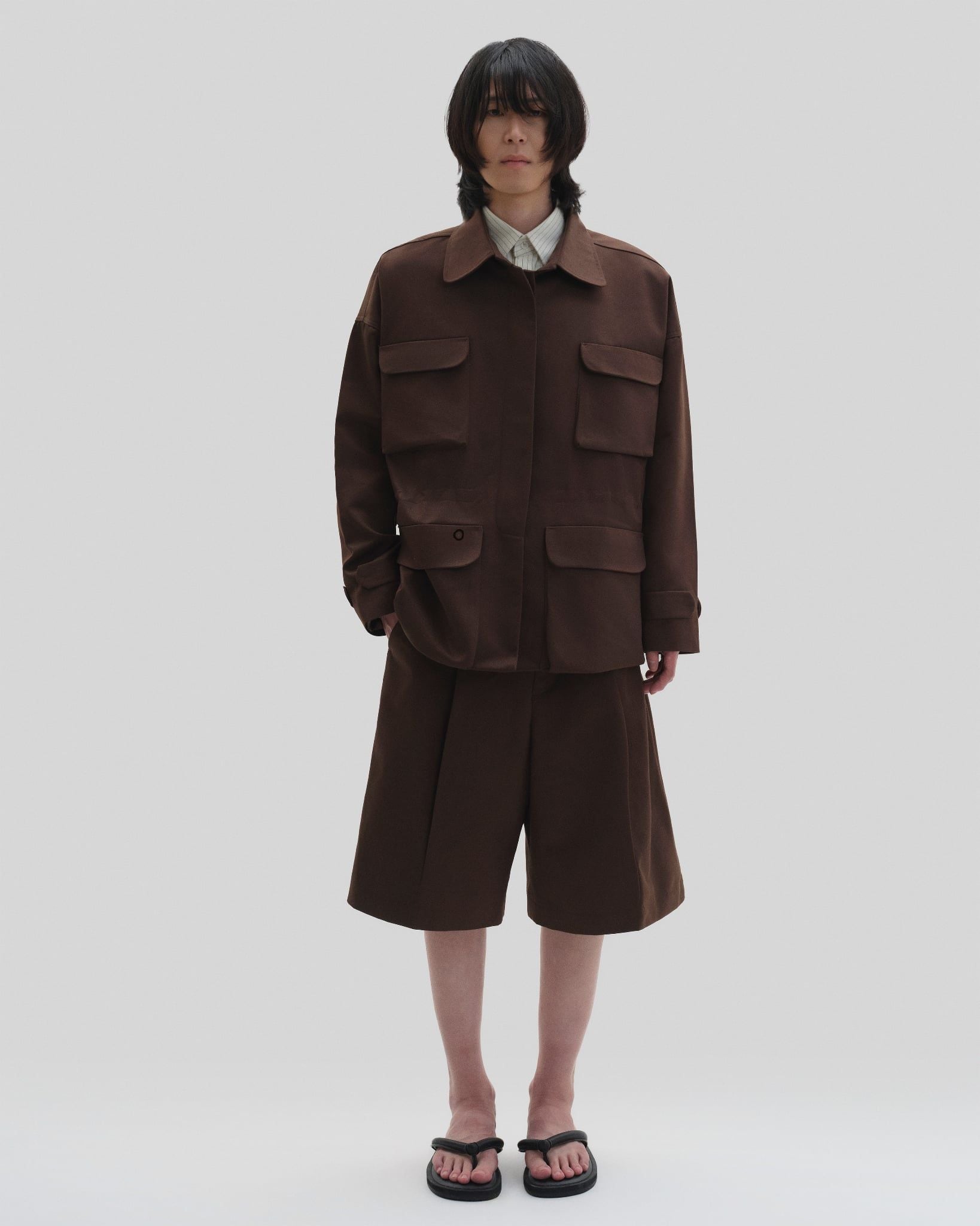  BROWN CINCHED WAIST JACKET 