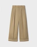  KHAKI WIDE LEG DROP TROUSERS 