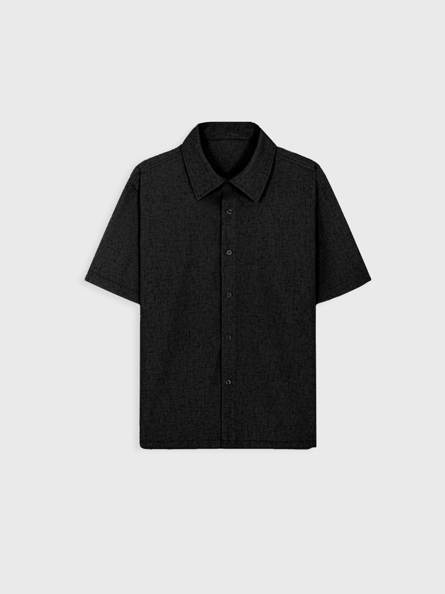  BLACK  LINEN SHORT SLEEVE SHIRT 