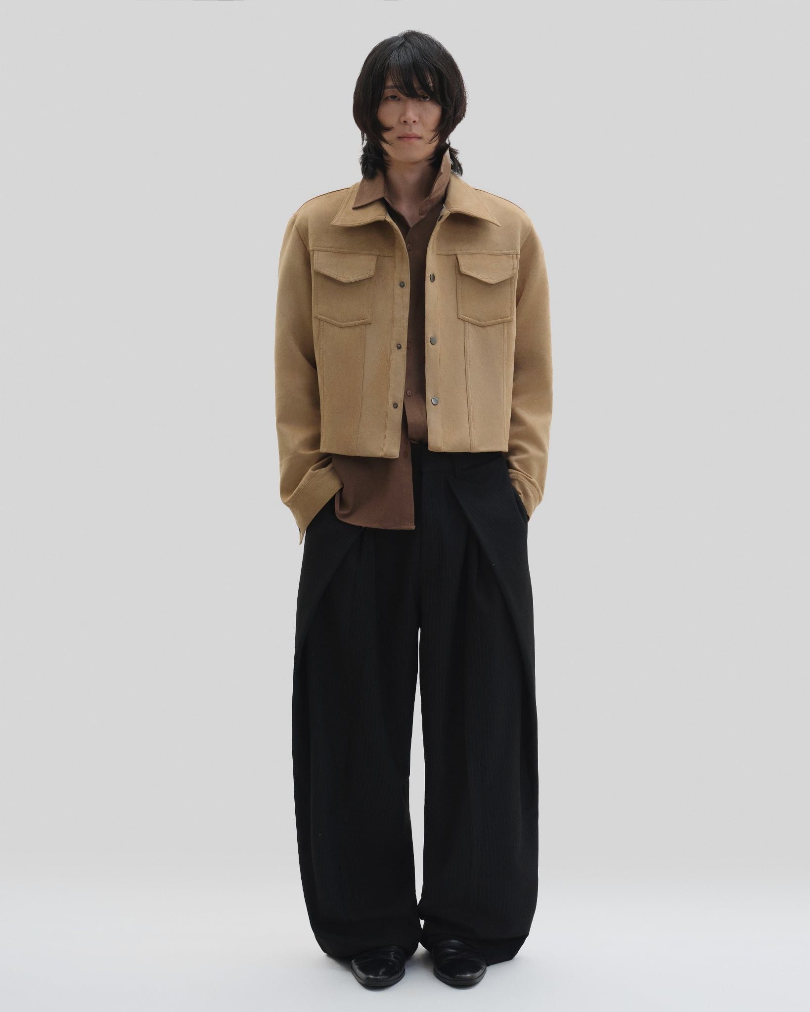  CREAM SUEDE CROPPED JACKET 