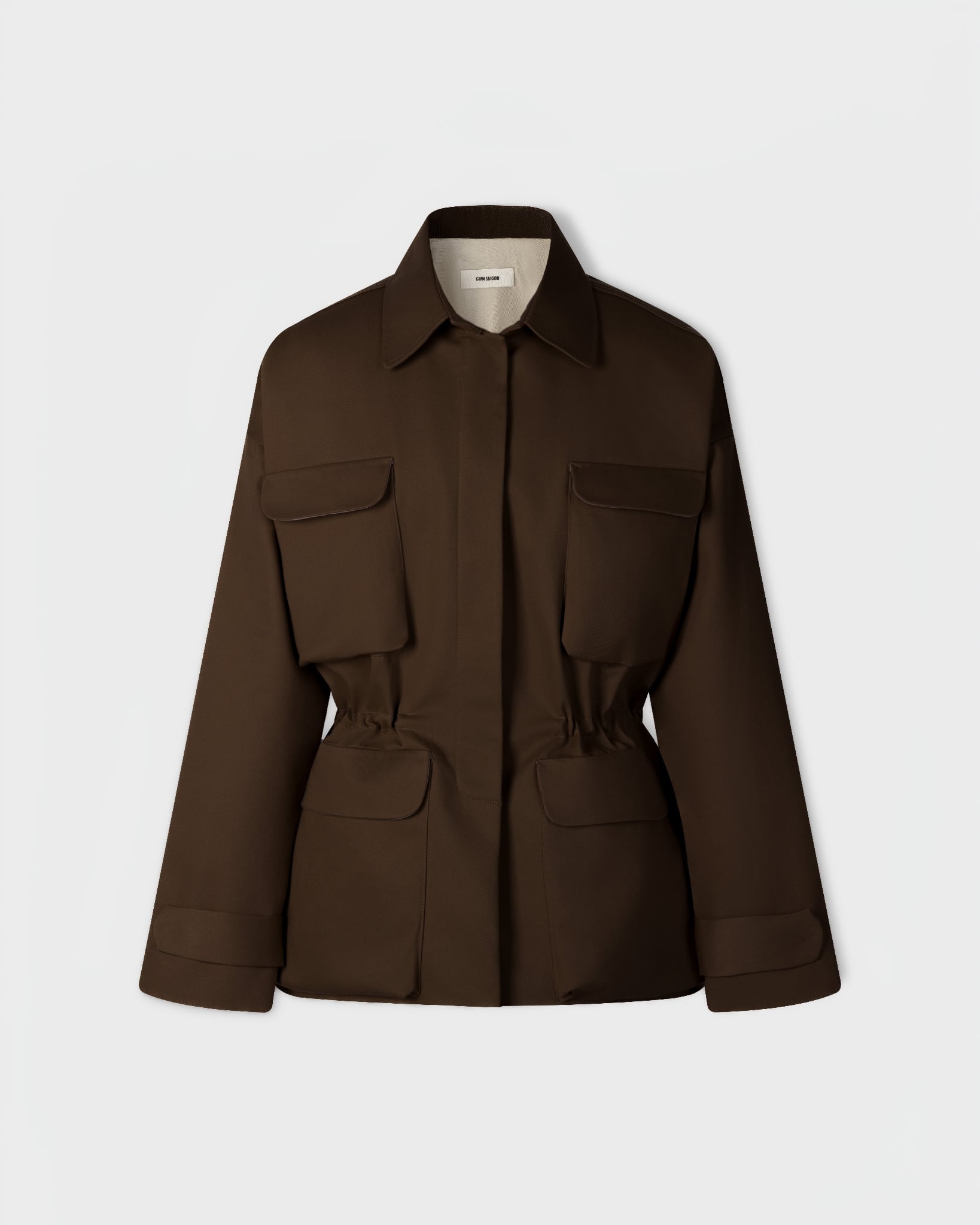  BROWN CINCHED WAIST JACKET 