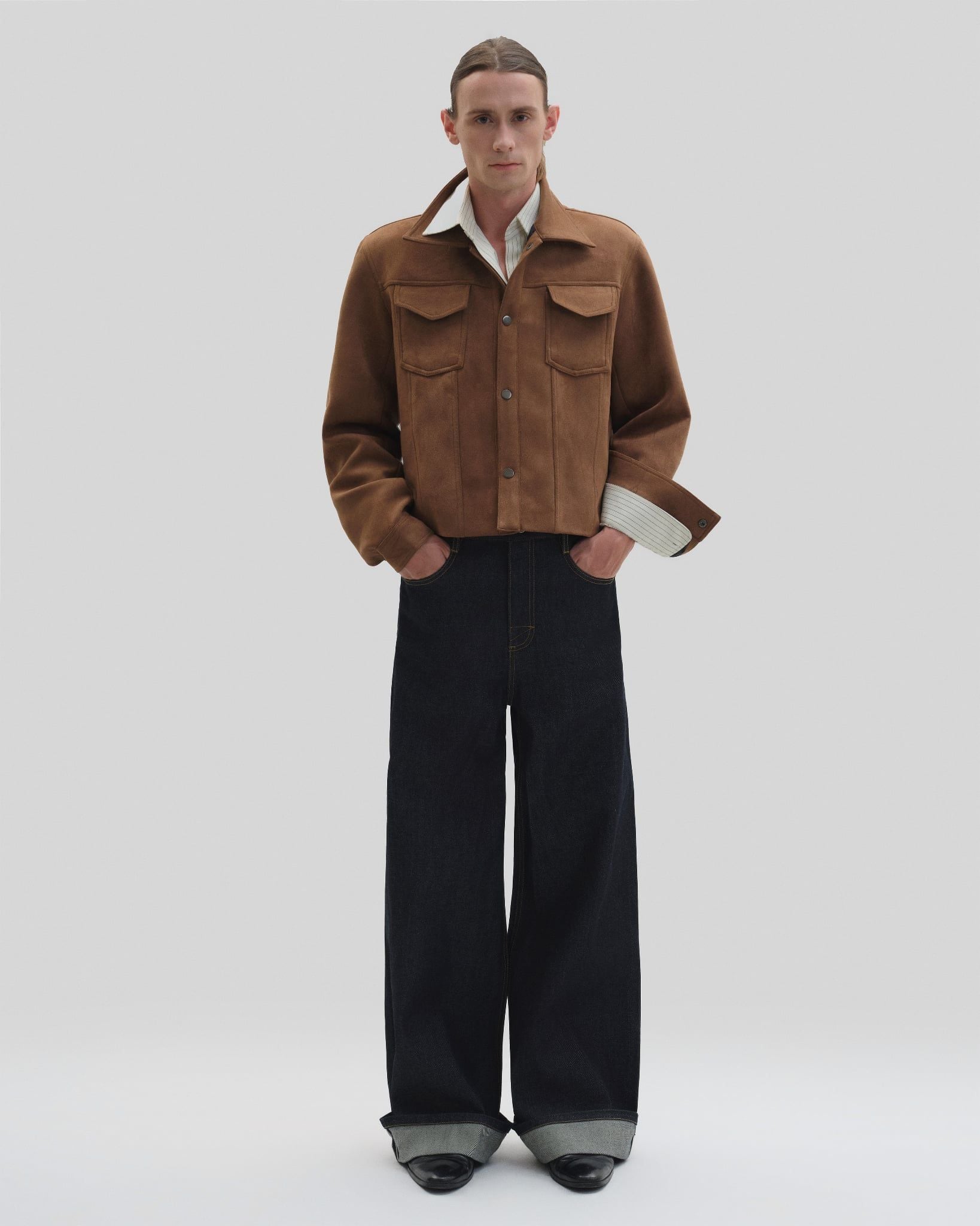  BROWN SUEDE CROPPED JACKET 
