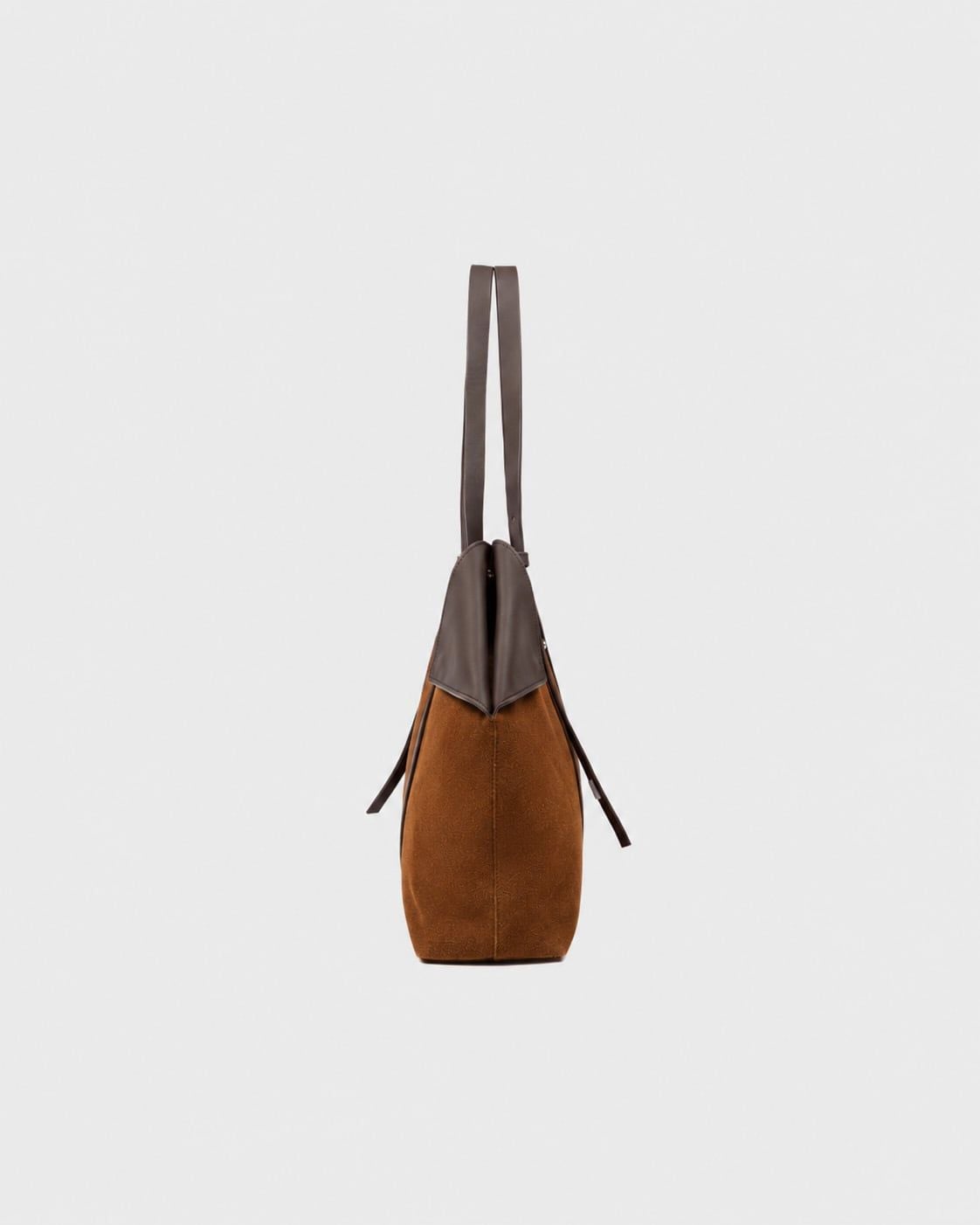 BROWN DRAPPED TOTE BAG 