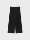  BLACK WOOL PLEATED WIDE TROUSERS 