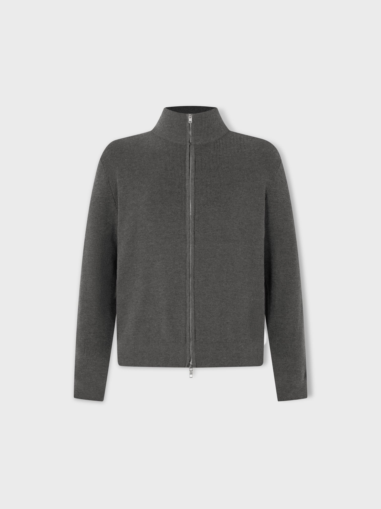  GREY KNIT ZIP CARDIGAN 