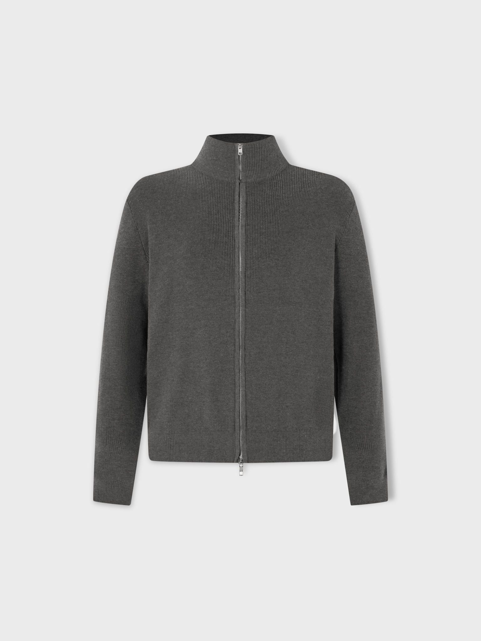  GREY KNIT ZIP CARDIGAN 