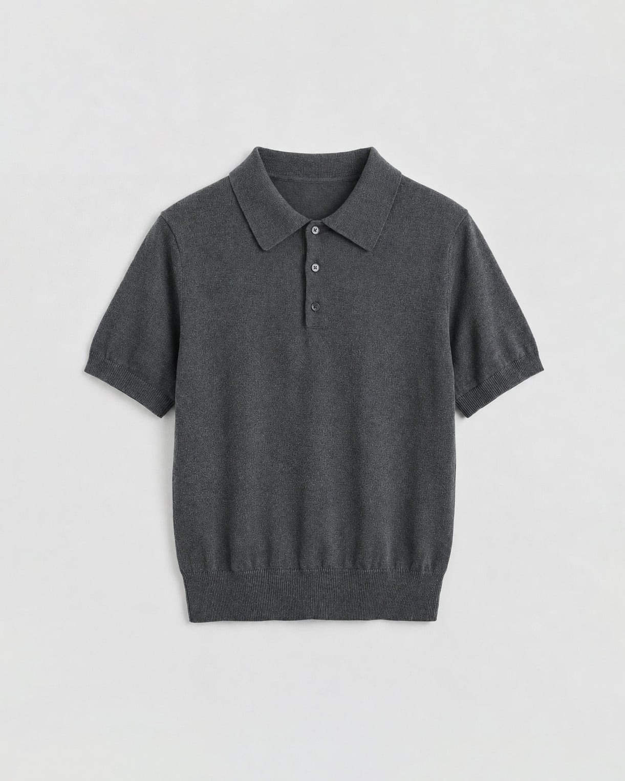  GREY CROPPED KNIT POLO SHIRT 