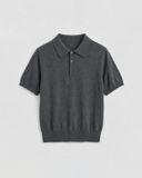  GREY CROPPED KNIT POLO SHIRT 