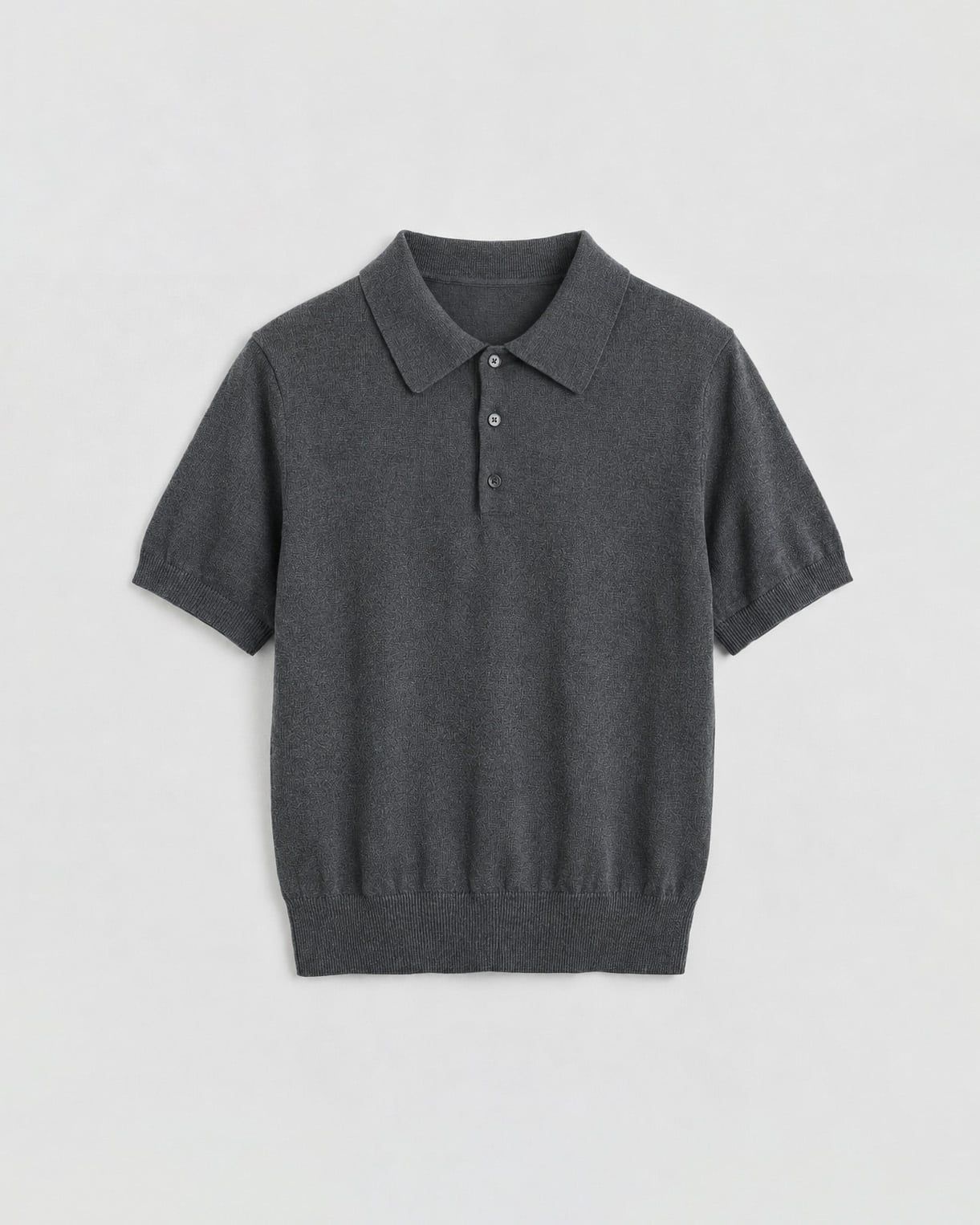  GREY CROPPED KNIT POLO SHIRT 