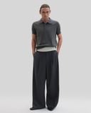 GREY CROPPED KNIT POLO SHIRT 