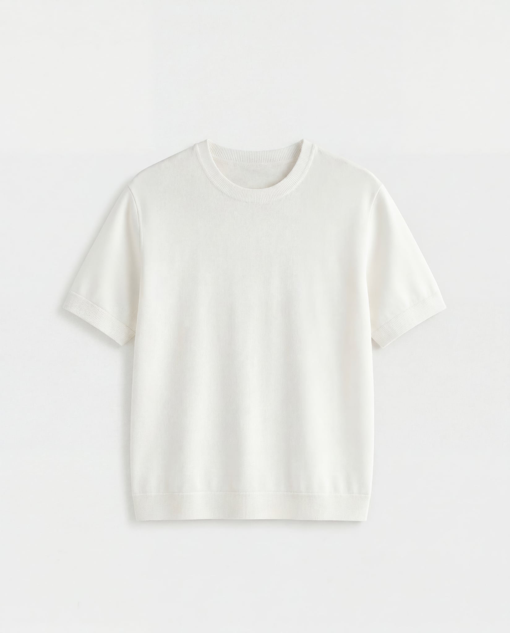  WHITE FIT KNITTED T-SHIRT 