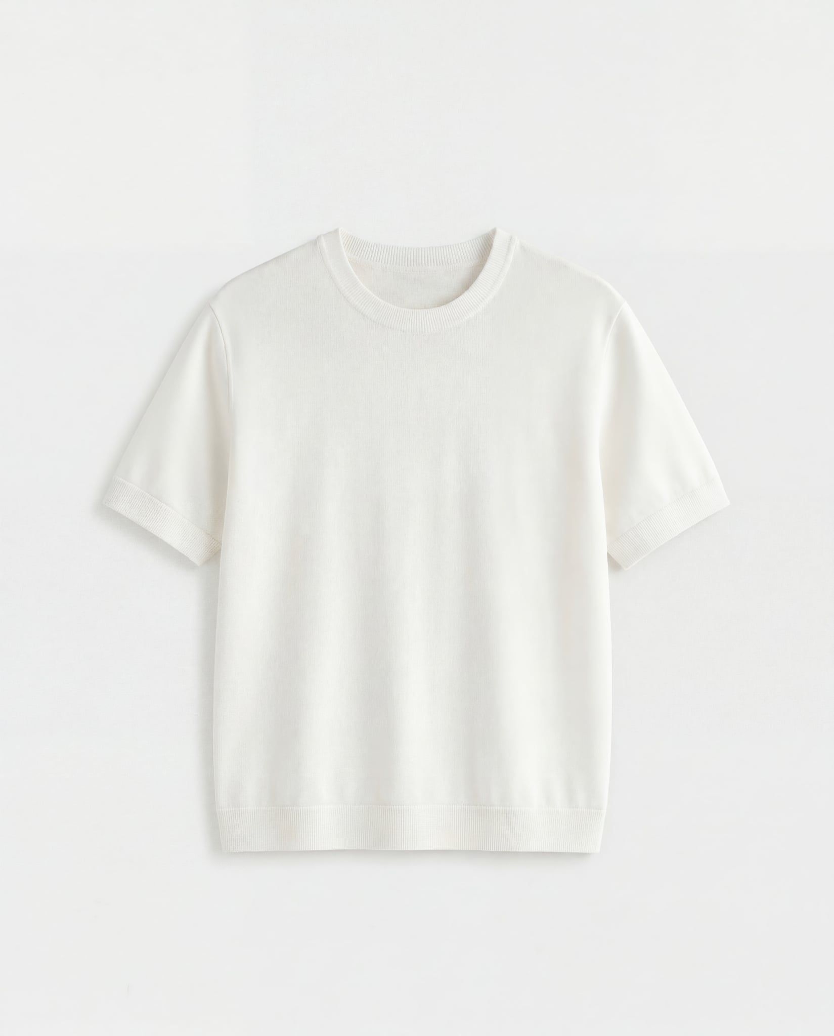  WHITE FIT KNITTED T-SHIRT 