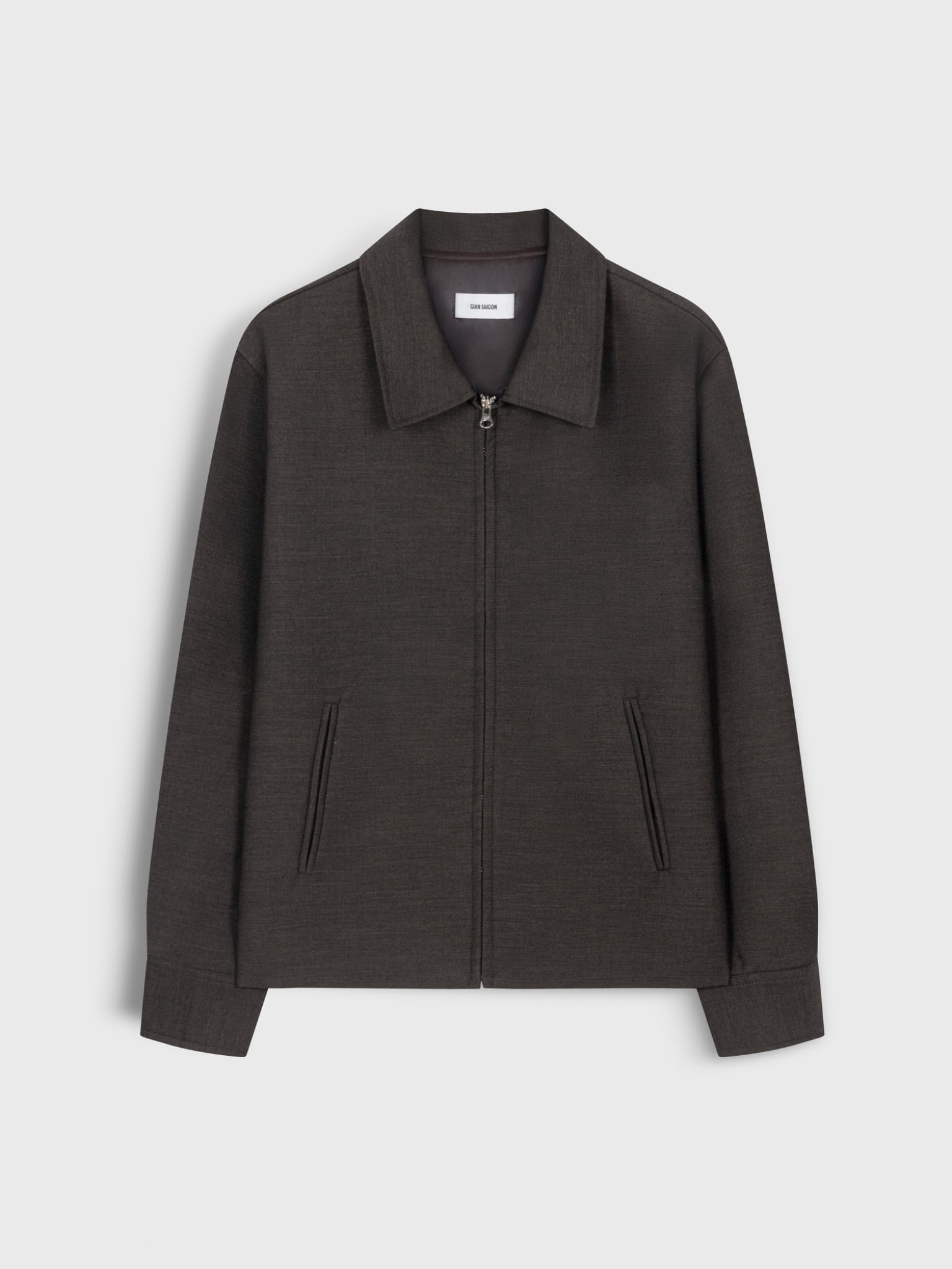  DARK BROWN WOOL BLEND RELAXED JACKET 
