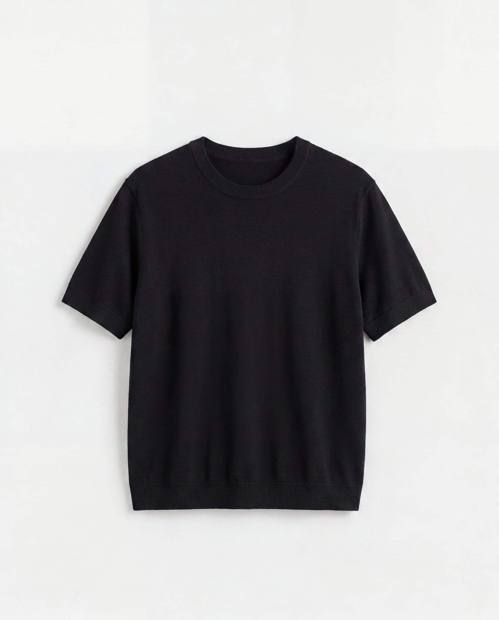  BLACK FIT KNITTED T-SHIRT 