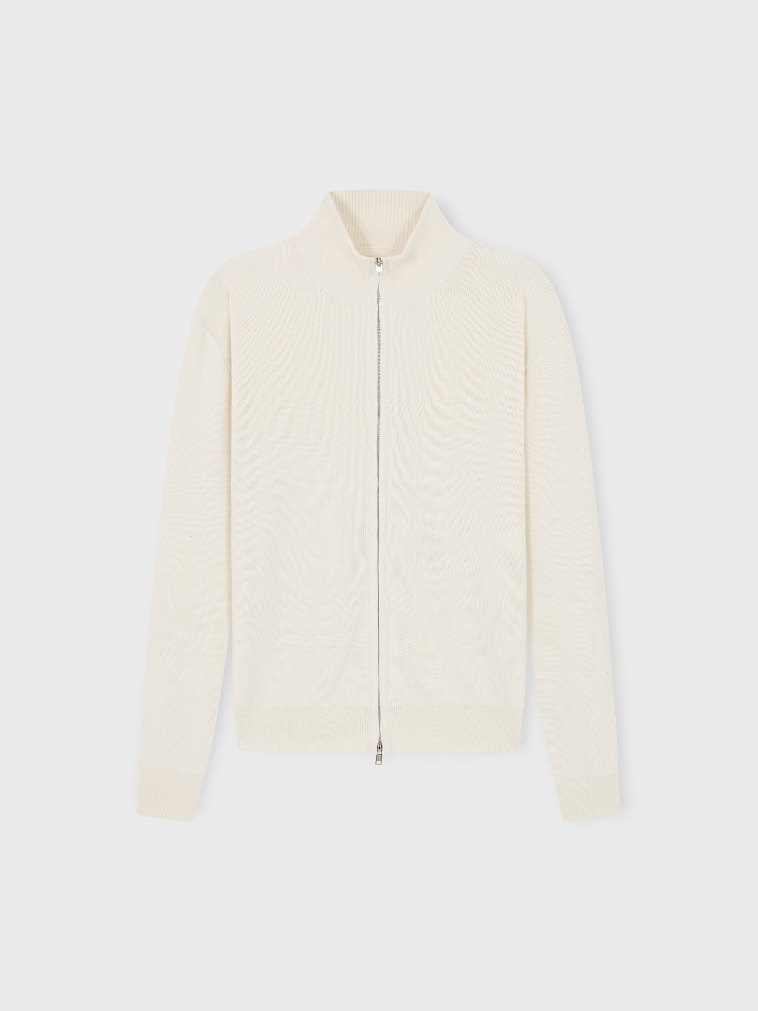  CREAM KNIT ZIP CARDIGAN 