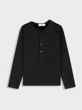  BLACK SLIM LONGSLEEVE HALF COLLAR SHIRT 