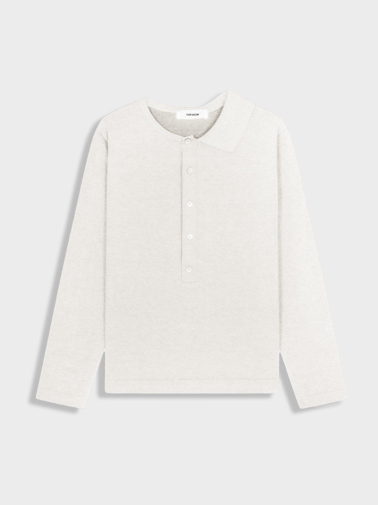  WHITE SLIM LONGSLEEVE HALF COLLAR SHIRT 
