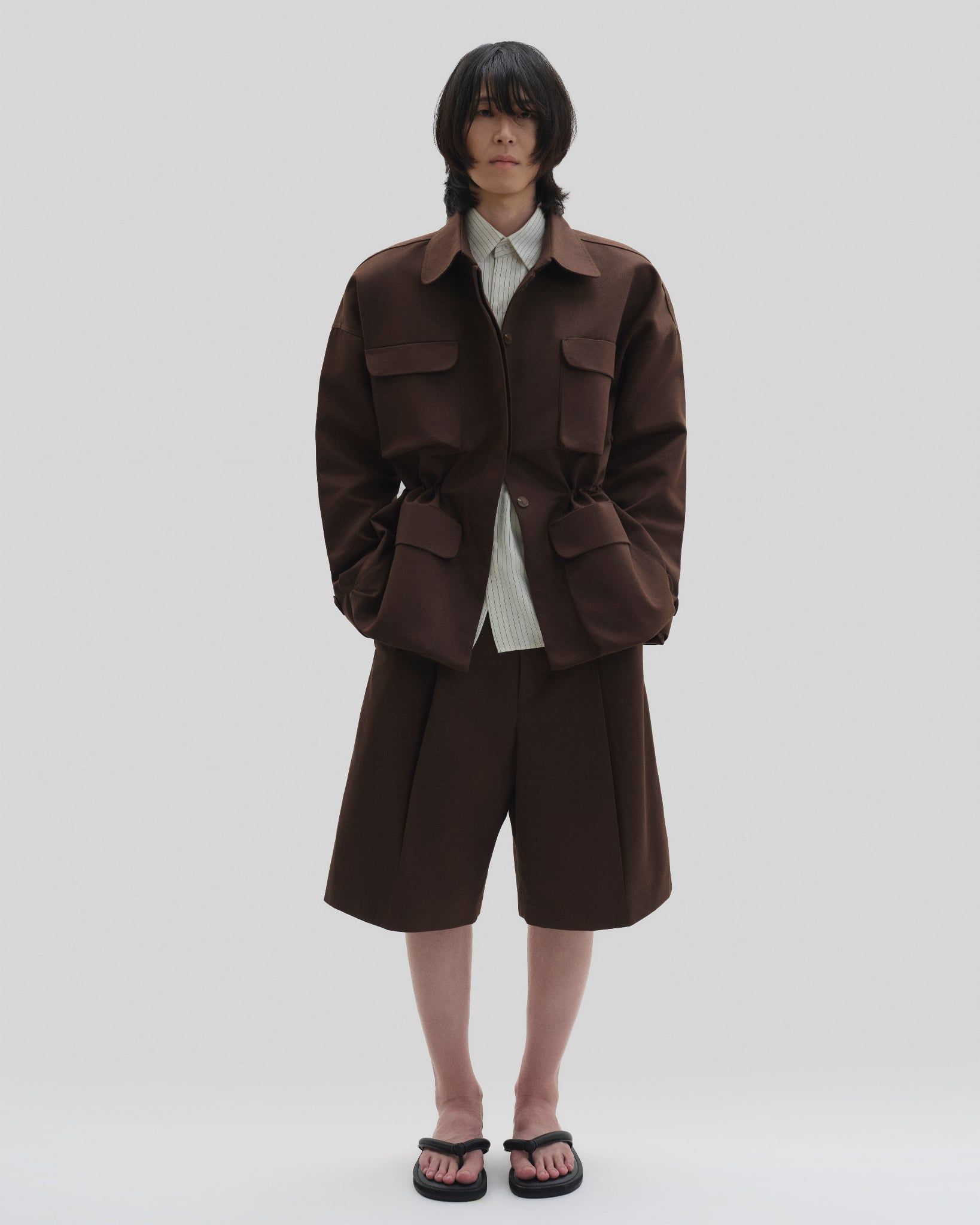  BROWN CINCHED WAIST JACKET 
