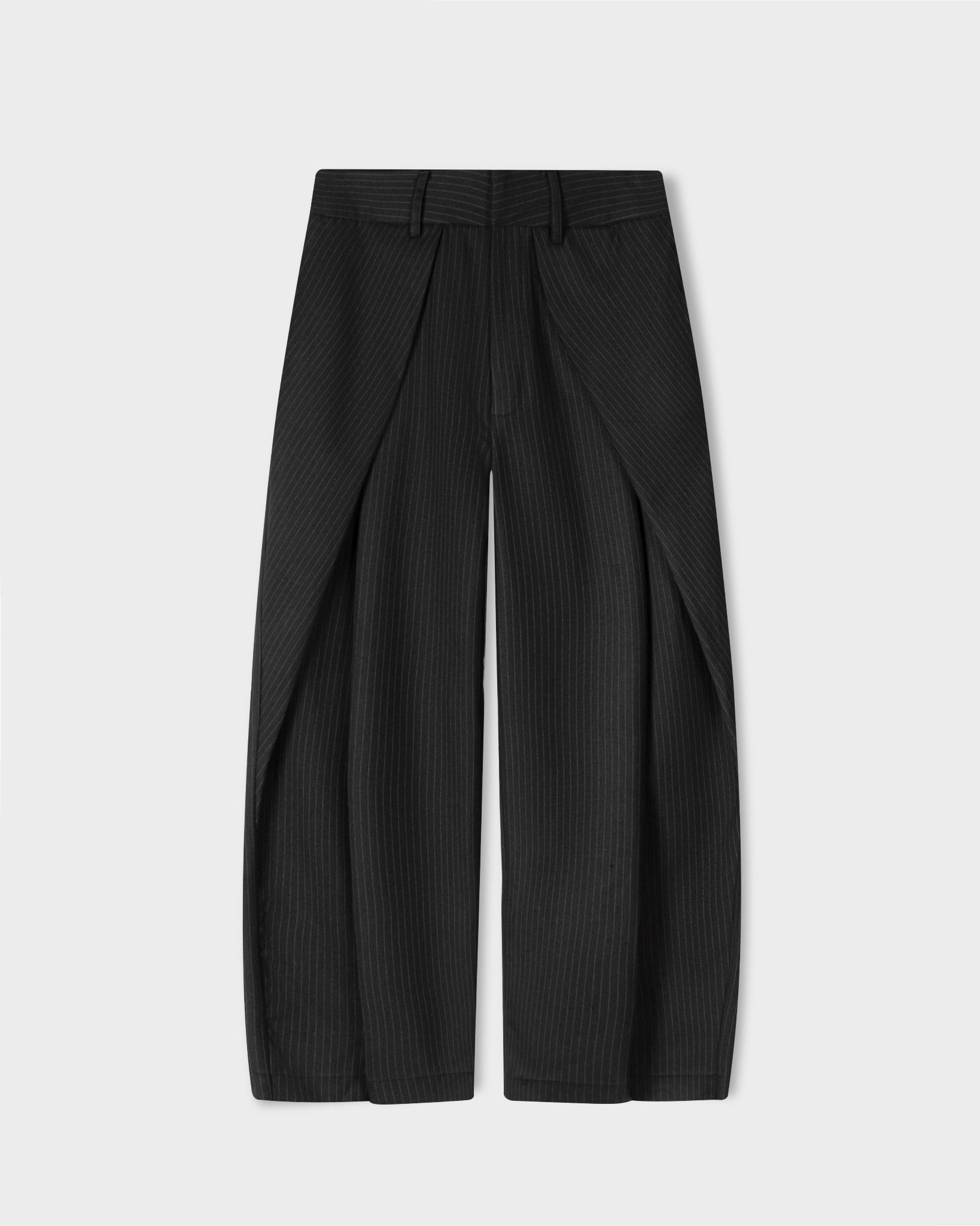  STRIPED DRAPED WIDE LEG TROUSERS 