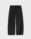  STRIPED DRAPED WIDE LEG TROUSERS 
